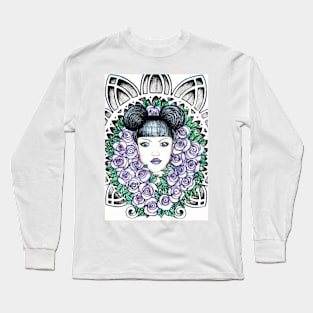 Purple Gothic Beauty In Roses Chruch Windows Long Sleeve T-Shirt